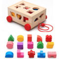 Bloc de construction en bois géométrique en bois 17 trous jouet